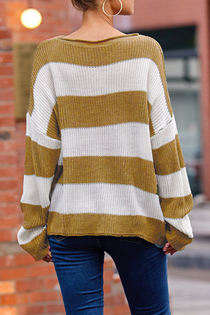 Fashion Street Color Lump Basic O Neck Tops