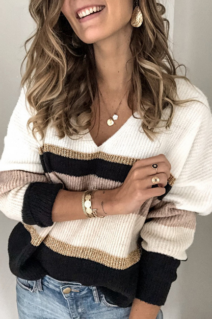 Fashion Street Color Lump Basic V Neck Tops(3 Colors)