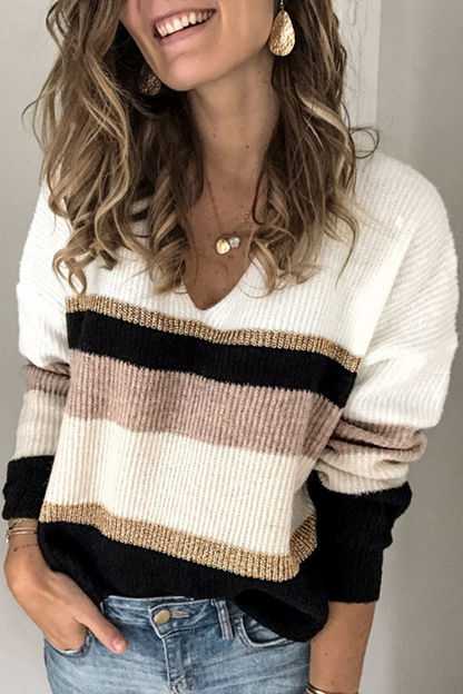 Fashion Street Color Lump Basic V Neck Tops(3 Colors)