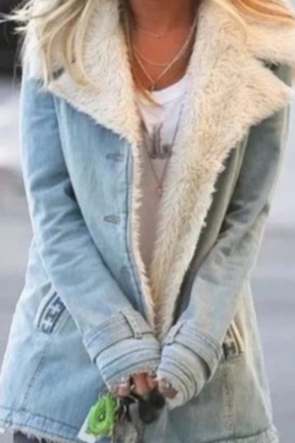 Fashion Street Patchwork Pocket Turndown Collar Outerwear(7 Colors)