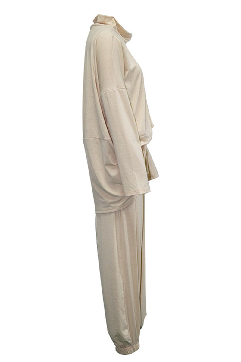 Fashion Casual Solid Patchwork O Neck Long Sleeve Two Pieces(3 Colors)