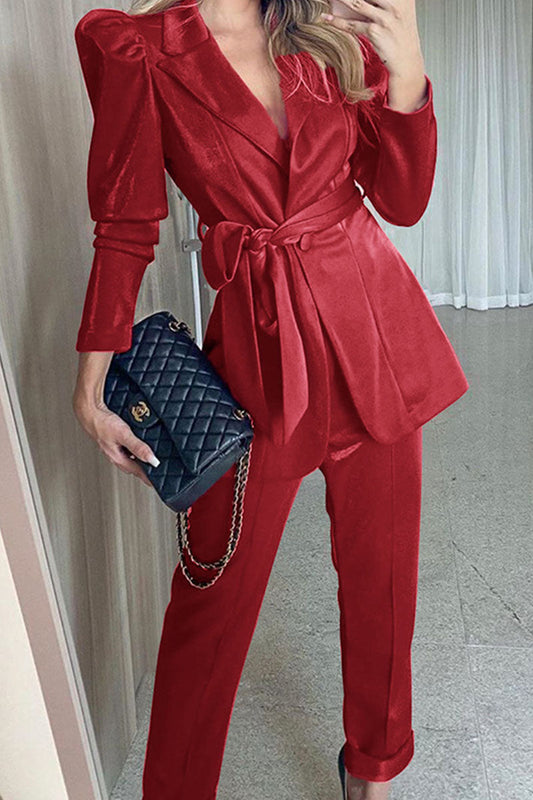 Fashion Street Solid Patchwork Turndown Collar Long Sleeve Two Pieces