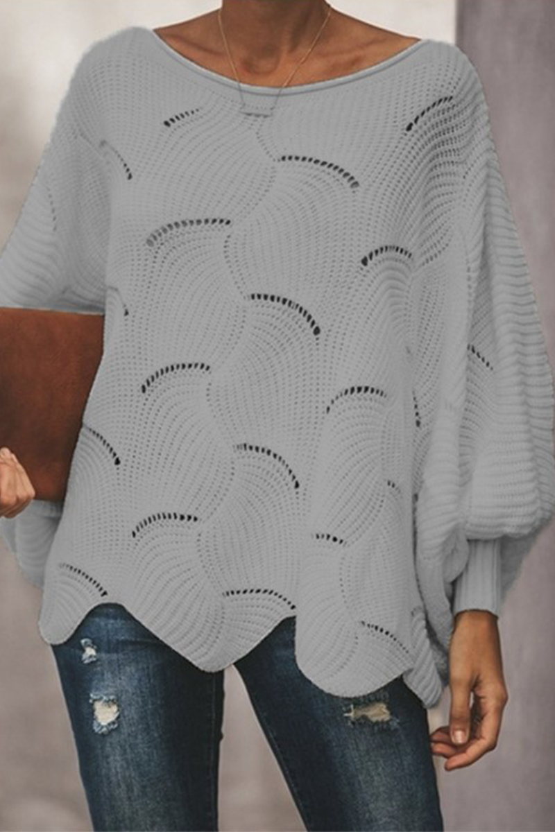 Fashion Elegant Solid Hollowed Out Patchwork O Neck Sweaters(7 Colors)