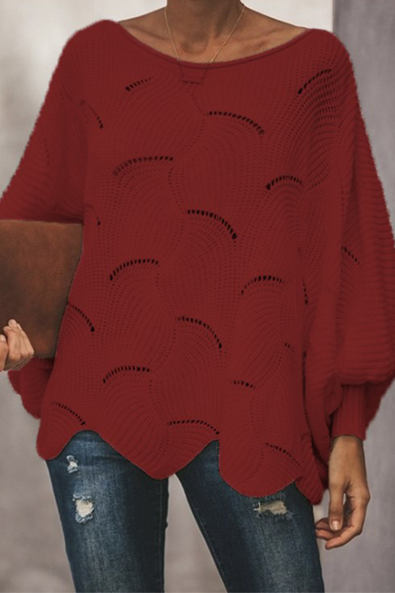 Fashion Elegant Solid Hollowed Out Patchwork O Neck Sweaters(7 Colors)