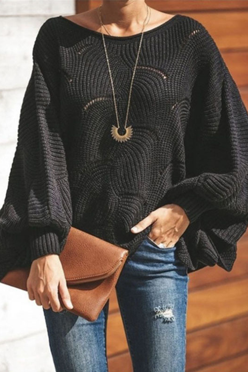 Fashion Elegant Solid Hollowed Out Patchwork O Neck Sweaters(7 Colors)