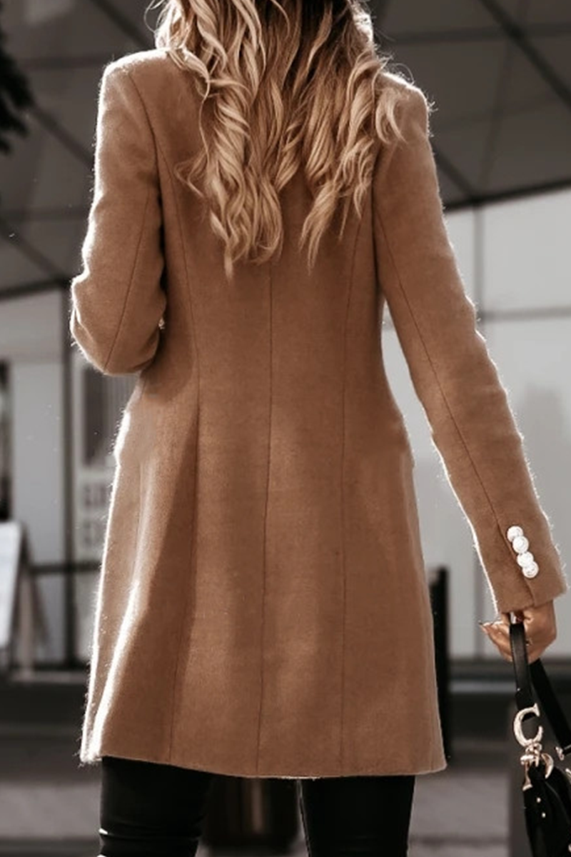 Elegant Solid Buckle Turn-back Collar Outerwear(4 Colors)