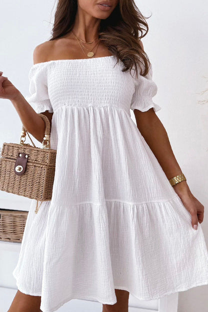 Casual Solid Patchwork Off the Shoulder Princess Dresses(3 Colors)