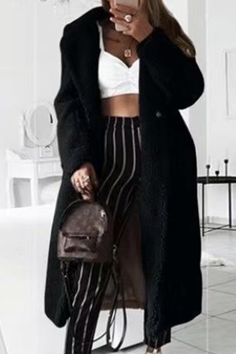 Casual Street Solid Patchwork Turndown Collar Outerwear(5 Colors)