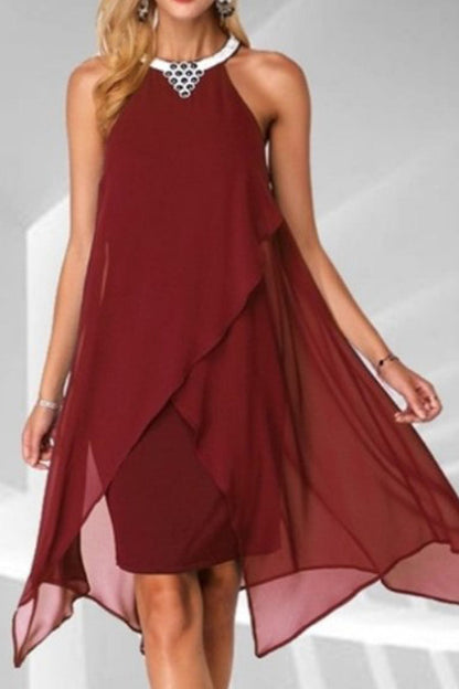 Fashion Street Solid Patchwork O Neck Pencil Skirt Dresses(4 Colors)