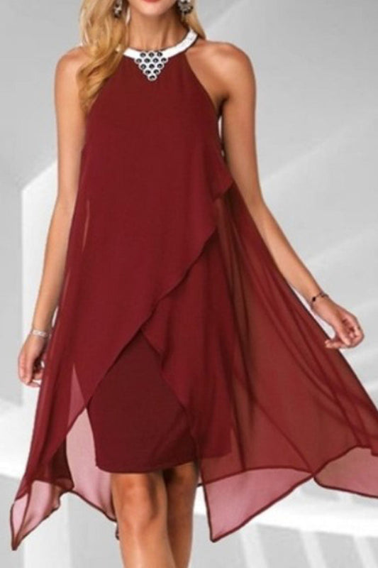 Fashion Street Solid Patchwork O Neck Pencil Skirt Dresses(4 Colors)