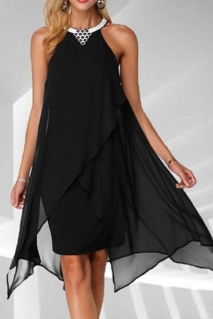 Fashion Street Solid Patchwork O Neck Pencil Skirt Dresses(4 Colors)