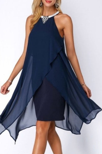 Fashion Street Solid Patchwork O Neck Pencil Skirt Dresses(4 Colors)