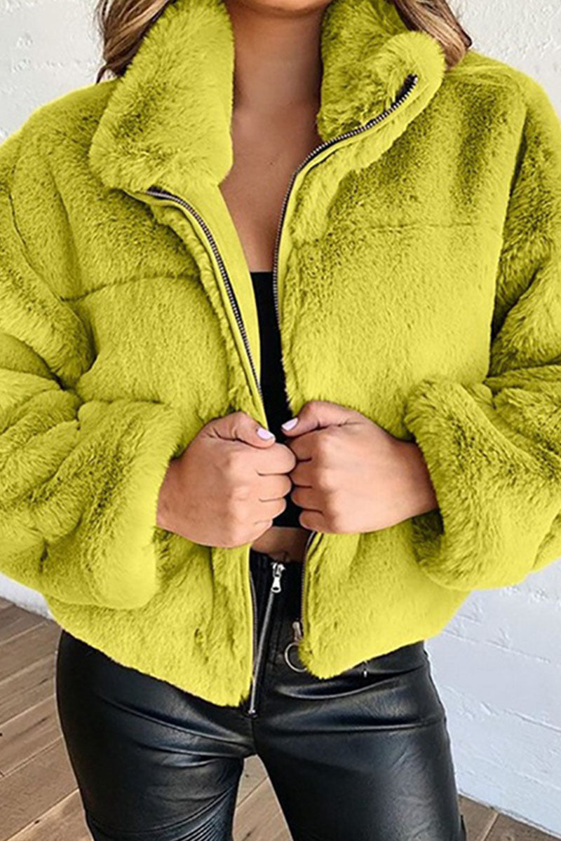 Fashion Street Solid Split Joint Mandarin Collar Outerwear