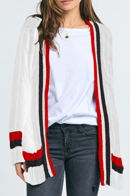 Casual Striped Pocket Tops Sweater