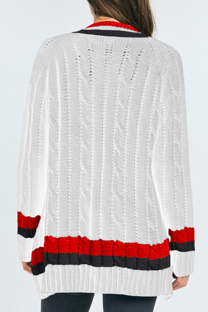 Casual Striped Pocket Tops Sweater