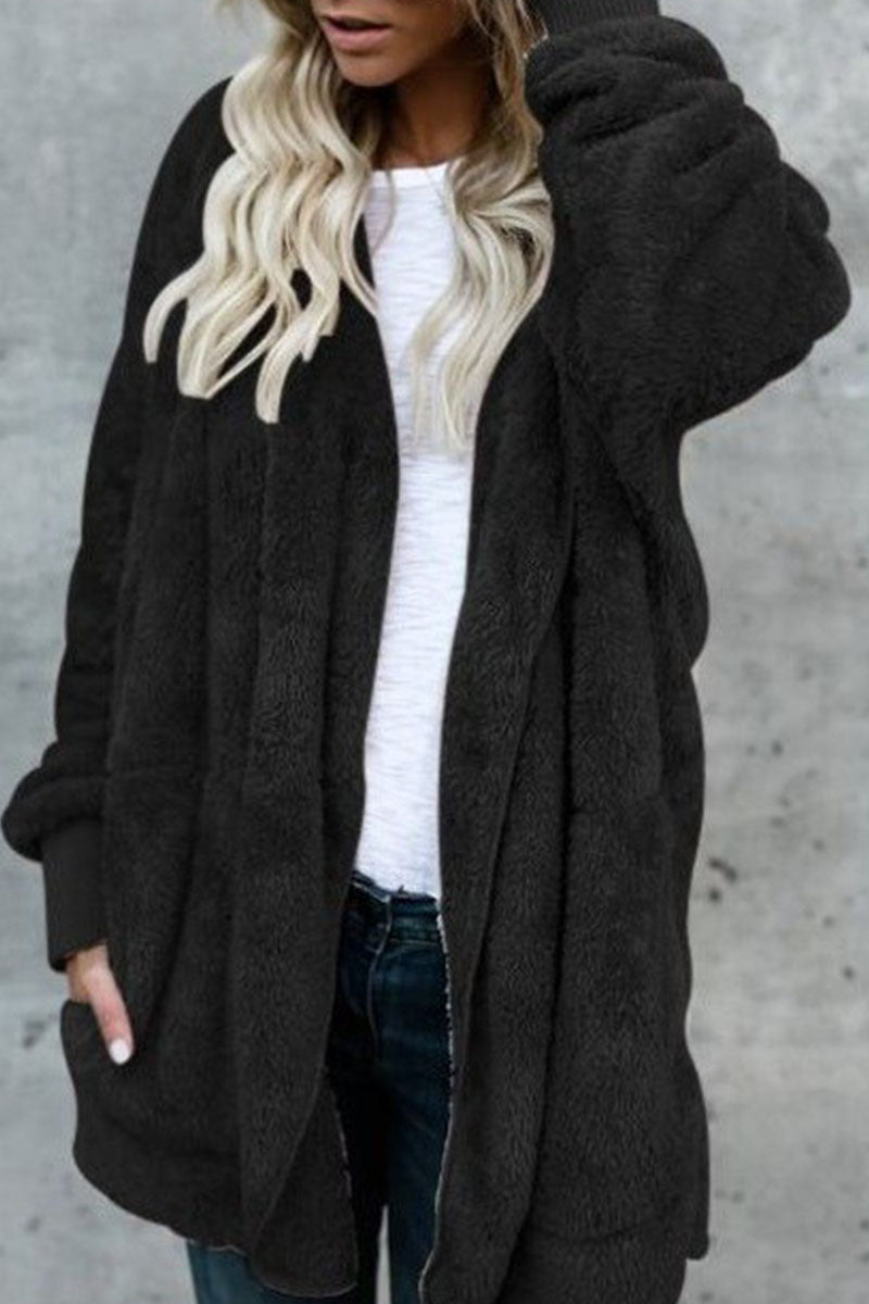 Fashion Casual Solid Split Joint Hooded Collar Outerwear(12 colors)