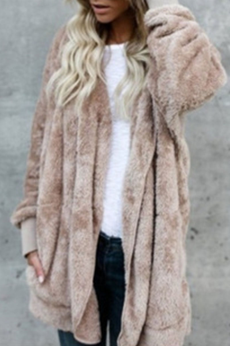 Fashion Casual Solid Split Joint Hooded Collar Outerwear(12 colors)