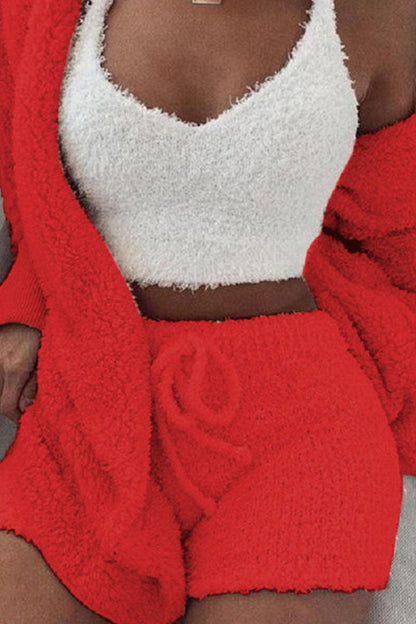 Fashion Casual Solid Patchwork V Neck Long Sleeve Three Pieces(12 colors)