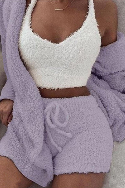 Fashion Casual Solid Patchwork V Neck Long Sleeve Three Pieces(12 colors)