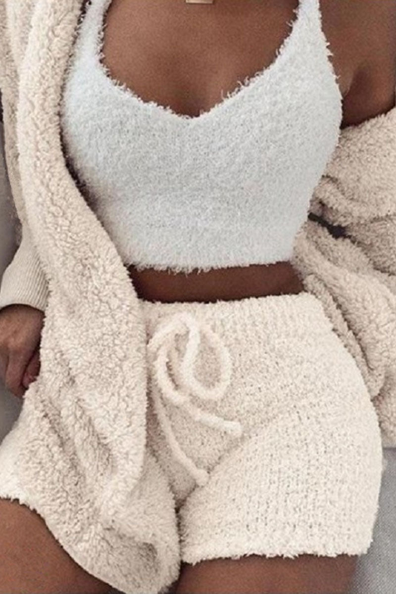 Fashion Casual Solid Patchwork V Neck Long Sleeve Three Pieces(12 colors)