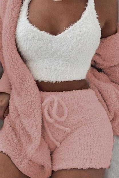 Fashion Casual Solid Patchwork V Neck Long Sleeve Three Pieces(12 colors)