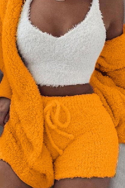 Fashion Casual Solid Patchwork V Neck Long Sleeve Three Pieces(12 colors)