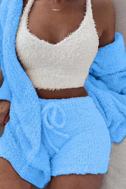 Fashion Casual Solid Patchwork V Neck Long Sleeve Three Pieces(12 colors)