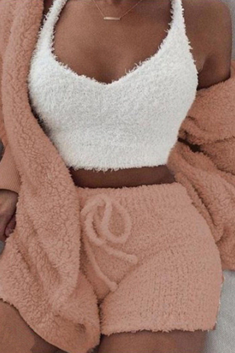 Fashion Casual Solid Patchwork V Neck Long Sleeve Three Pieces(12 colors)