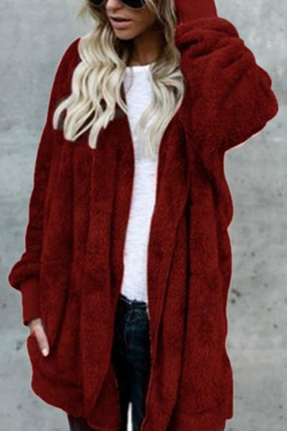 Fashion Casual Solid Split Joint Hooded Collar Outerwear(12 colors)