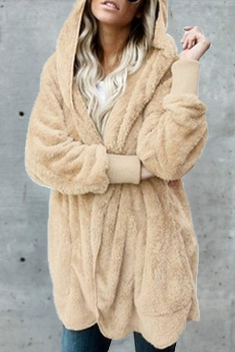 Fashion Casual Solid Split Joint Hooded Collar Outerwear(12 colors)