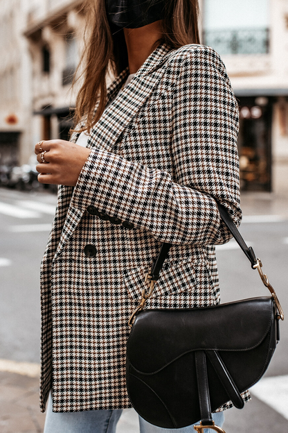 Casual Street Plaid Split Joint Buttons Turn-back Collar Outerwear