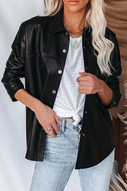 Fashion Street Solid Split Joint Turndown Collar Outerwear