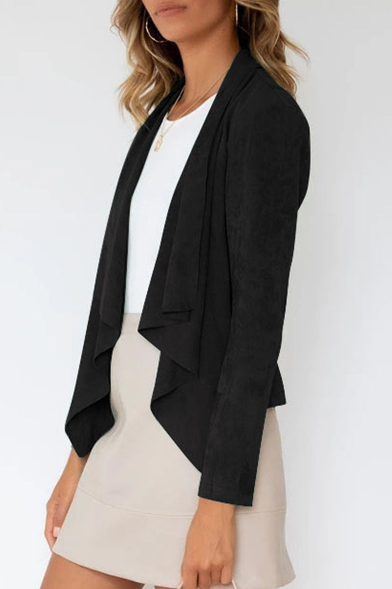 Fashion Casual Solid Patchwork Turndown Collar Outerwear