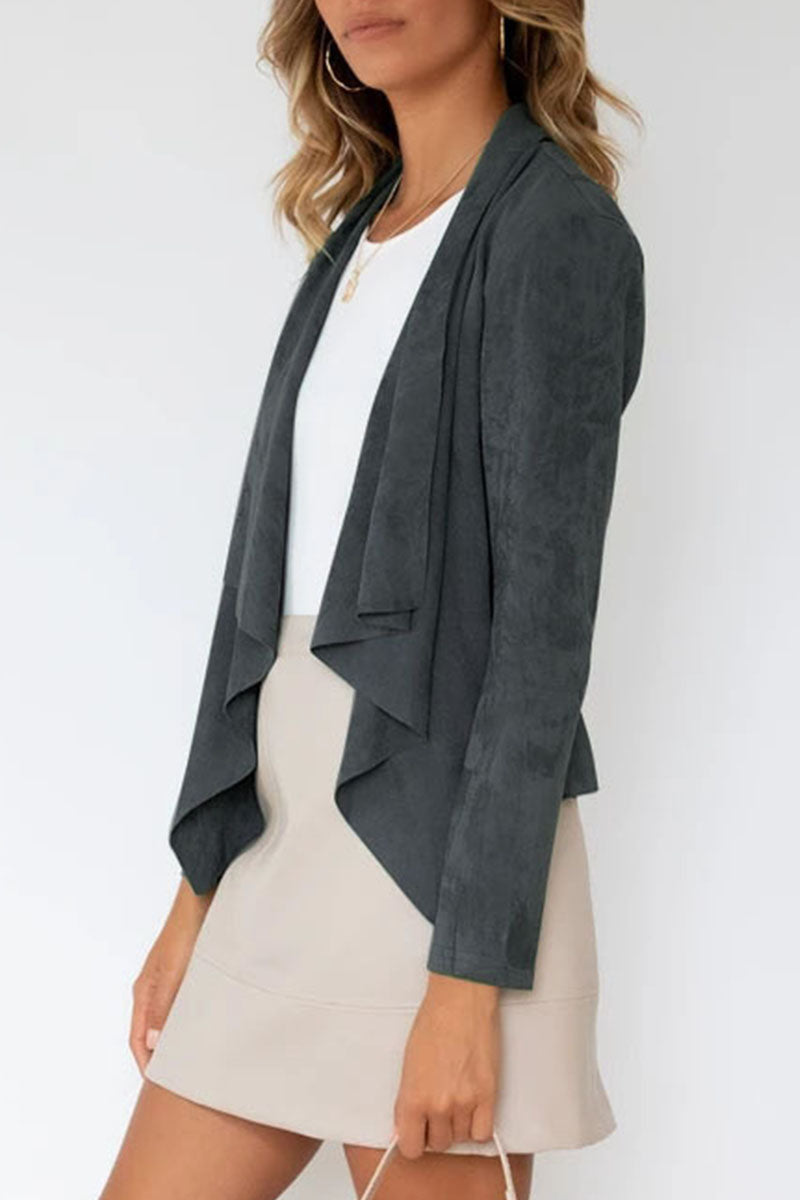 Fashion Casual Solid Patchwork Turndown Collar Outerwear