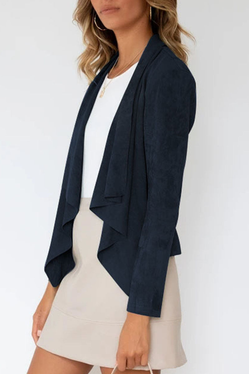 Fashion Casual Solid Patchwork Turndown Collar Outerwear