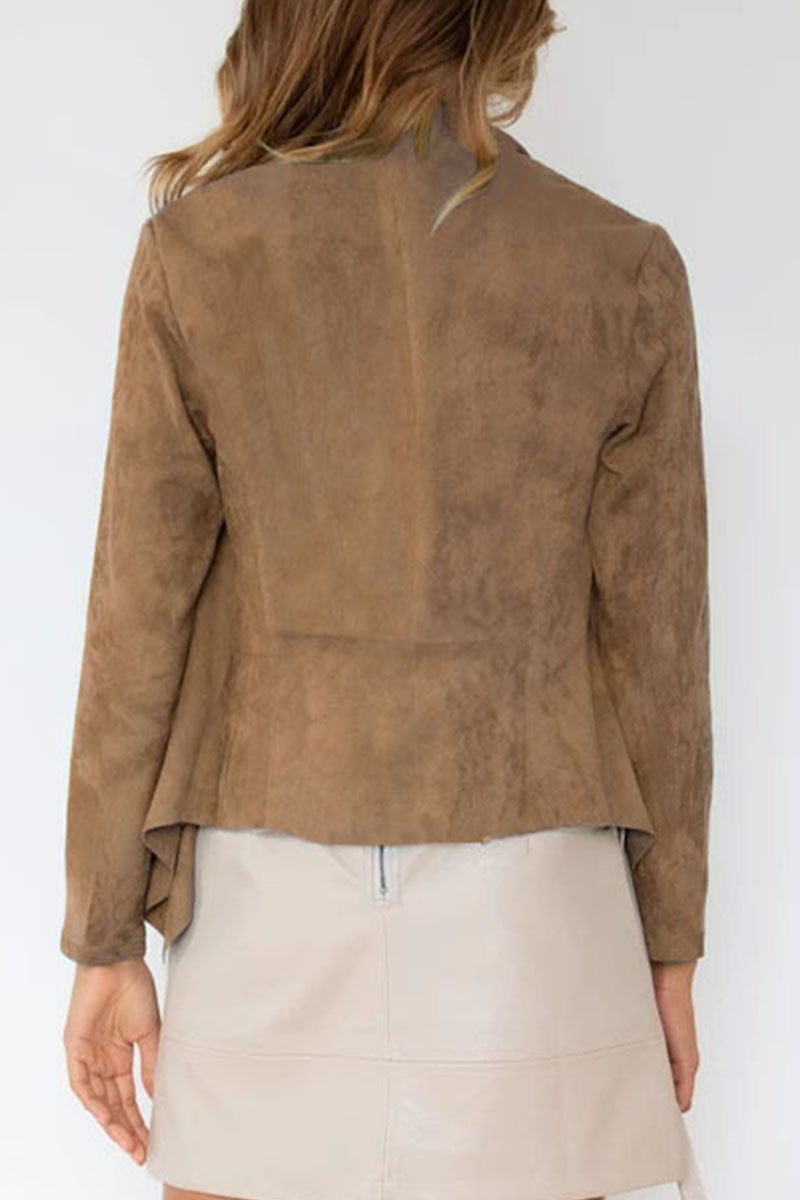 Fashion Casual Solid Patchwork Turndown Collar Outerwear