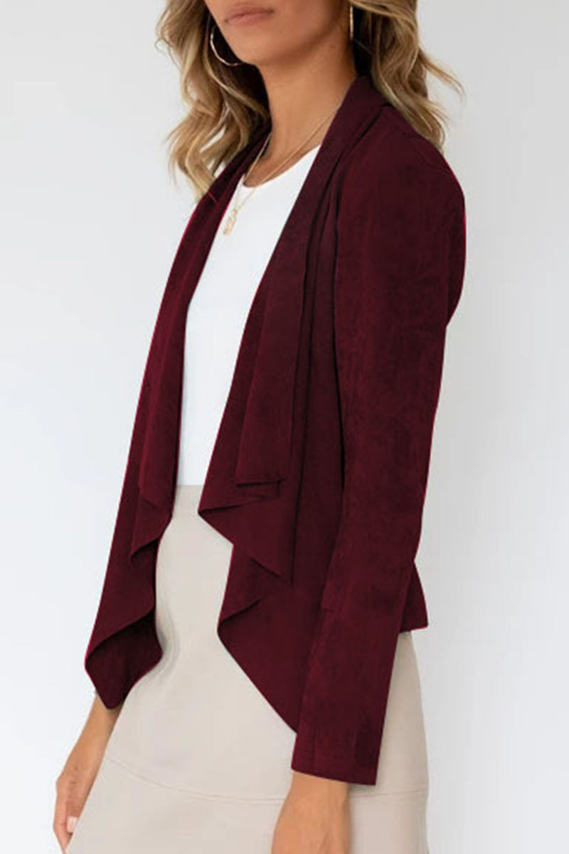 Fashion Casual Solid Patchwork Turndown Collar Outerwear