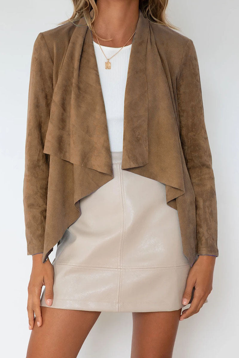 Fashion Casual Solid Patchwork Turndown Collar Outerwear