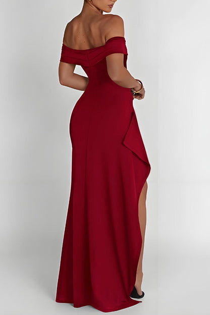 Sexy Off Shoulder Slit Elegant Bodycon Dress