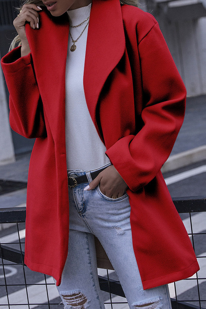 Fashion Casual Solid Patchwork Turndown Collar Outerwear