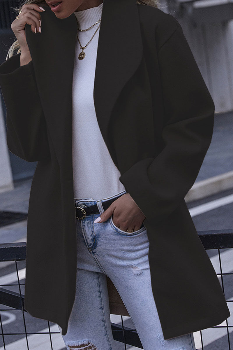 Fashion Casual Solid Patchwork Turndown Collar Outerwear