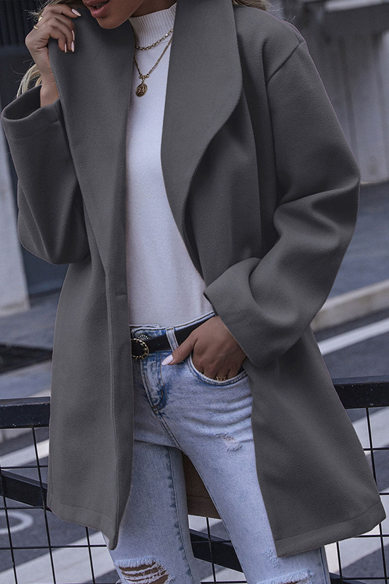 Fashion Casual Solid Patchwork Turndown Collar Outerwear