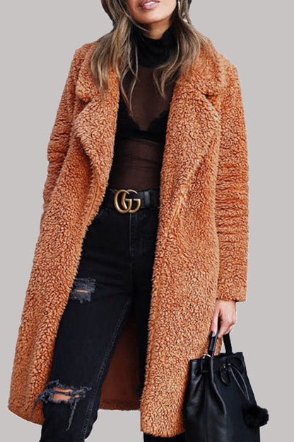 Fashion Street Solid Draw String Turndown Collar Outerwear(6 Colors)