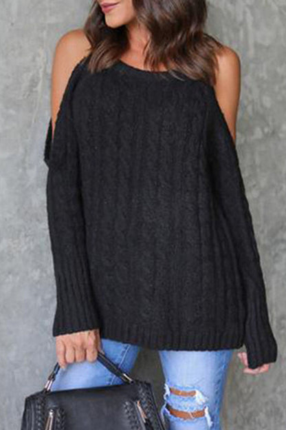 Fashion Casual Solid Split Joint O Neck Tops