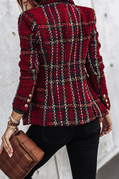 Casual Print Patchwork Buckle Turn-back Collar Outerwear(4 Colors)