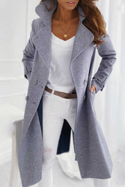 Casual Elegant Solid Patchwork Buckle Turndown Collar Outerwear(5 Colors)