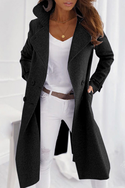 Casual Elegant Solid Patchwork Buckle Turndown Collar Outerwear(5 Colors)