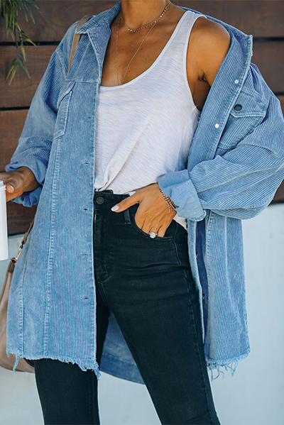 Street Solid Tassel Make Old Buckle Outerwear