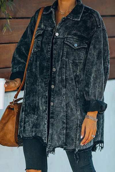 Street Solid Tassel Make Old Buckle Outerwear