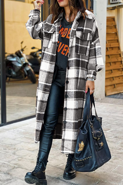 Fashion Casual Plaid Pocket Buttons Shirt Collar Outerwear(5 Colors)